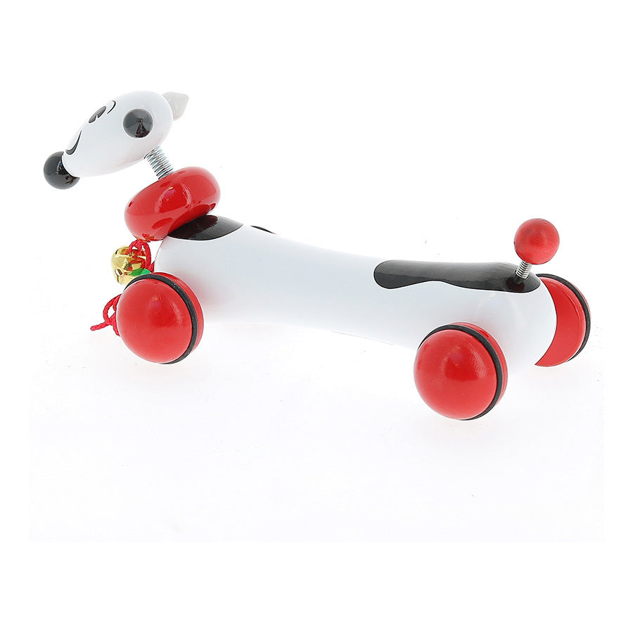 Vilac Wooden Toby The Dog Pull Along Toy, Includes Head and Tail with Springs, Bell