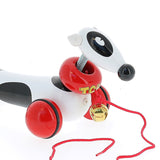 Vilac Wooden Toby The Dog Pull Along Toy, Includes Head and Tail with Springs, Bell