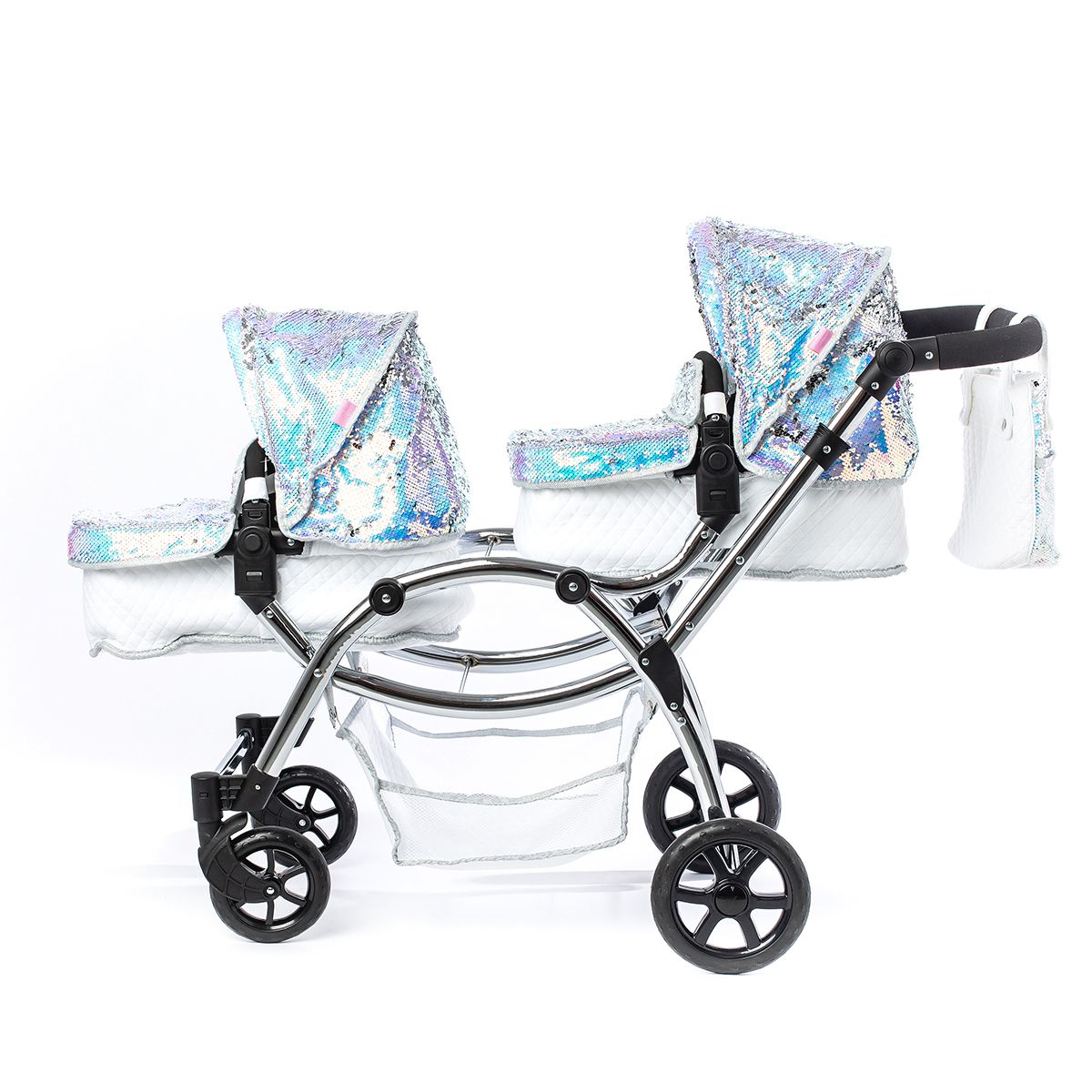 Roma Polly Twin Dolls Pram Mermaid – Adjustable Twin Doll Pushchair, 3+ years