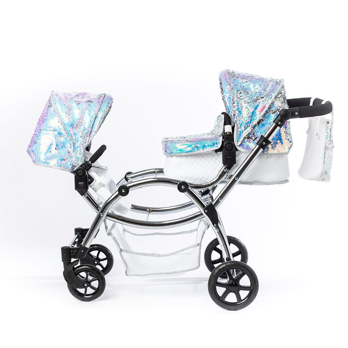 Roma Polly Twin Dolls Pram Mermaid – Adjustable Twin Doll Pushchair, 3+ years
