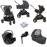 Joie Versatrax On-The-Go Encore 4 Piece Travel System Bundle with Rotating Car Seat, Shale