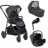 Joie Versatrax On-The-Go Encore 4 Piece Travel System Bundle with Rotating Car Seat, Shale