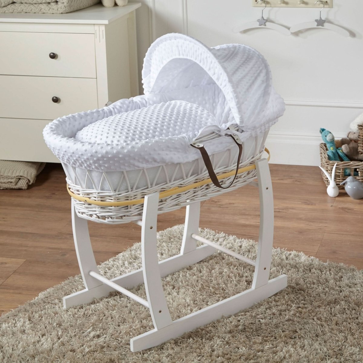 Dimple Samuel White Dimple White Wicker Baby Moses Basket With Stand – Samuel Johnston