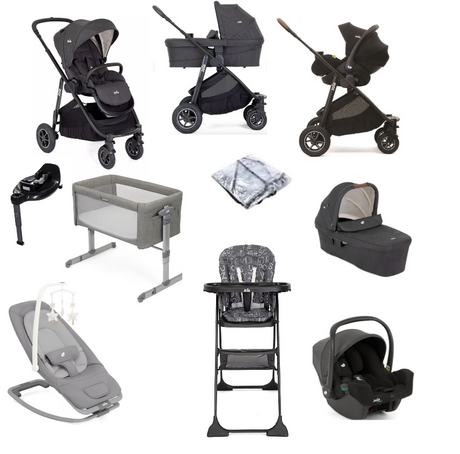 Joie Versatrax On the Go Encore 7-Piece Travel System & Nursery Bundle, Shale
